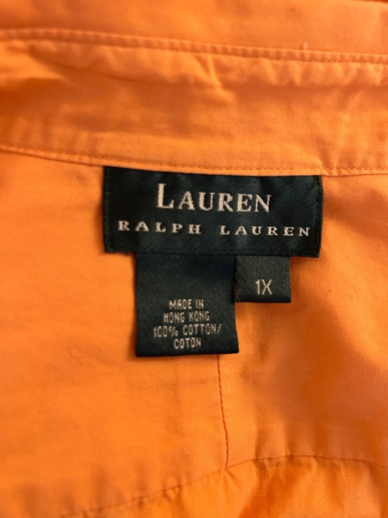 Lauren Ralph Lauren Coral 100% Cotton Button Down Long Sleeve Minimalist Top 1X - Picture 6 of 6